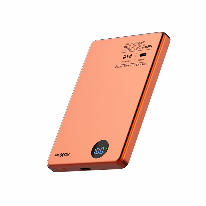 Power Bank Magsafe Moxom MX-PB196 PD 20W + QC 22.5W + wireless 15W 5000mAh narandžasti