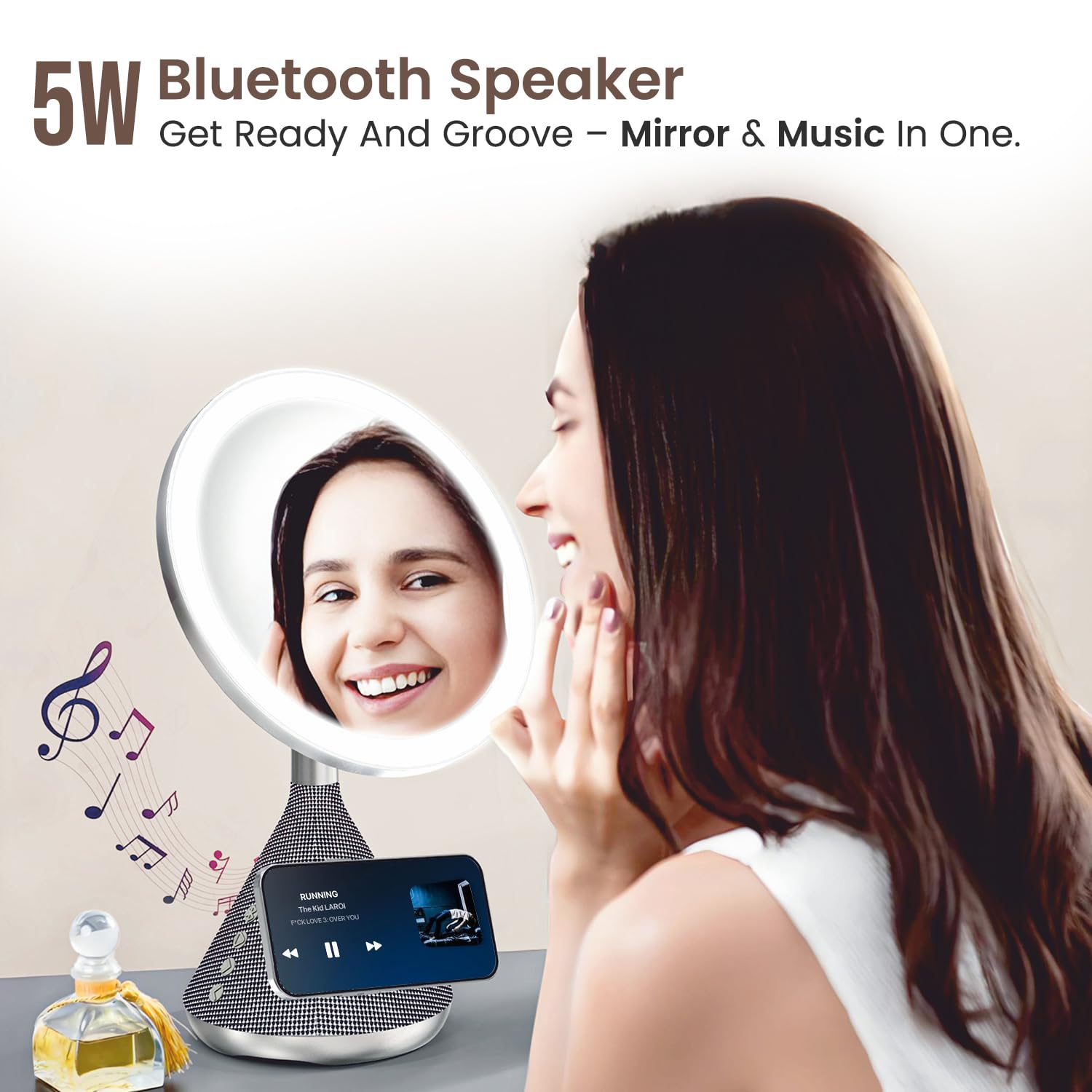 Ogledalo za šminkanje sa Bluetooth zvučnikom