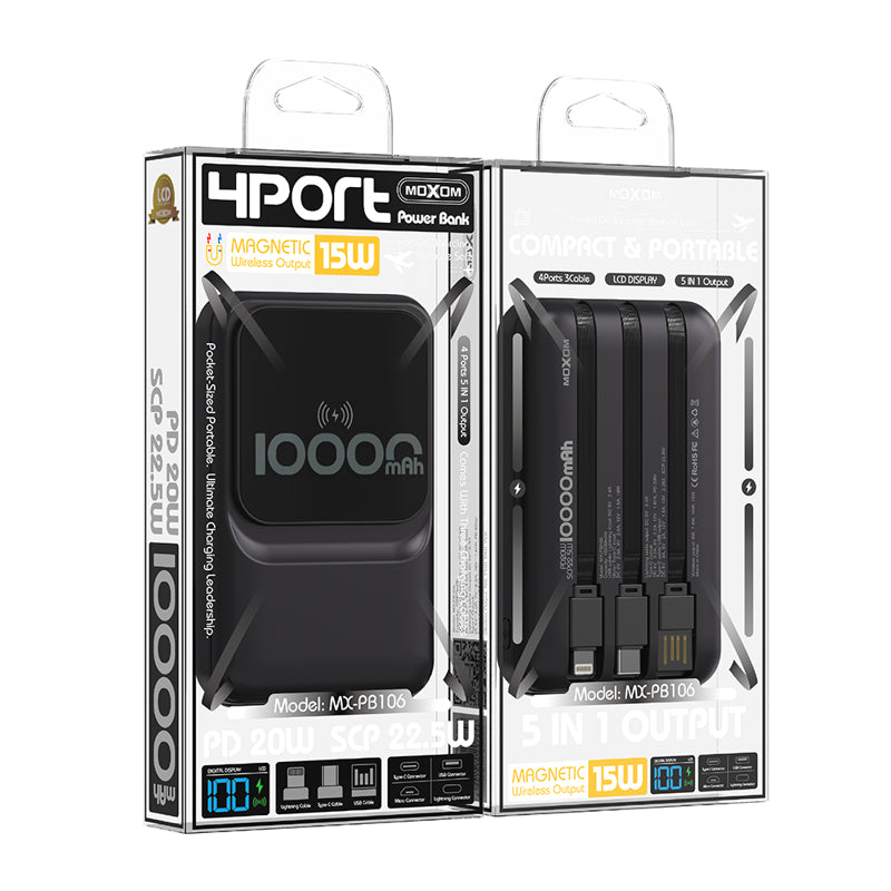 Power Bank Moxom PB106 WL magnet + kabl SCP22.5W + PD20W Super Fast 10000mAh