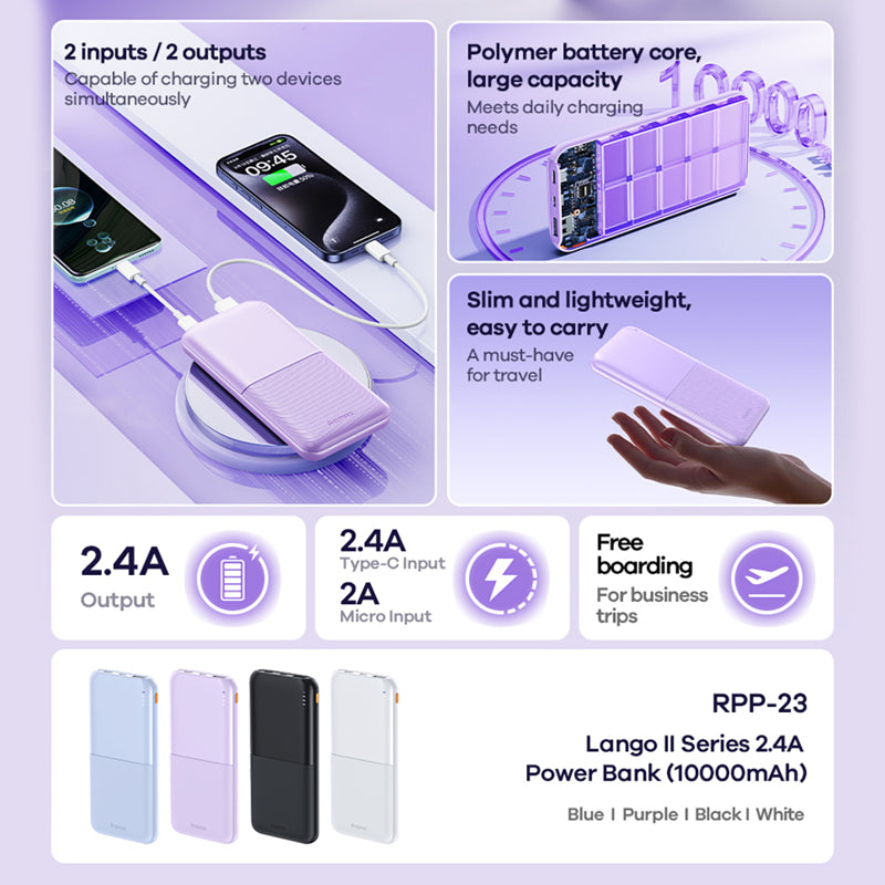 Power Bank Remax Langer 2 RPP-23 fast 20W+22.5W PD+QC 10000mAh 2.4 teget