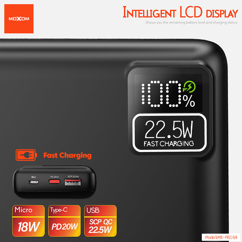 Power bank Moxom MX-PB164 PD20W+ QC22.5W 20000mAh
