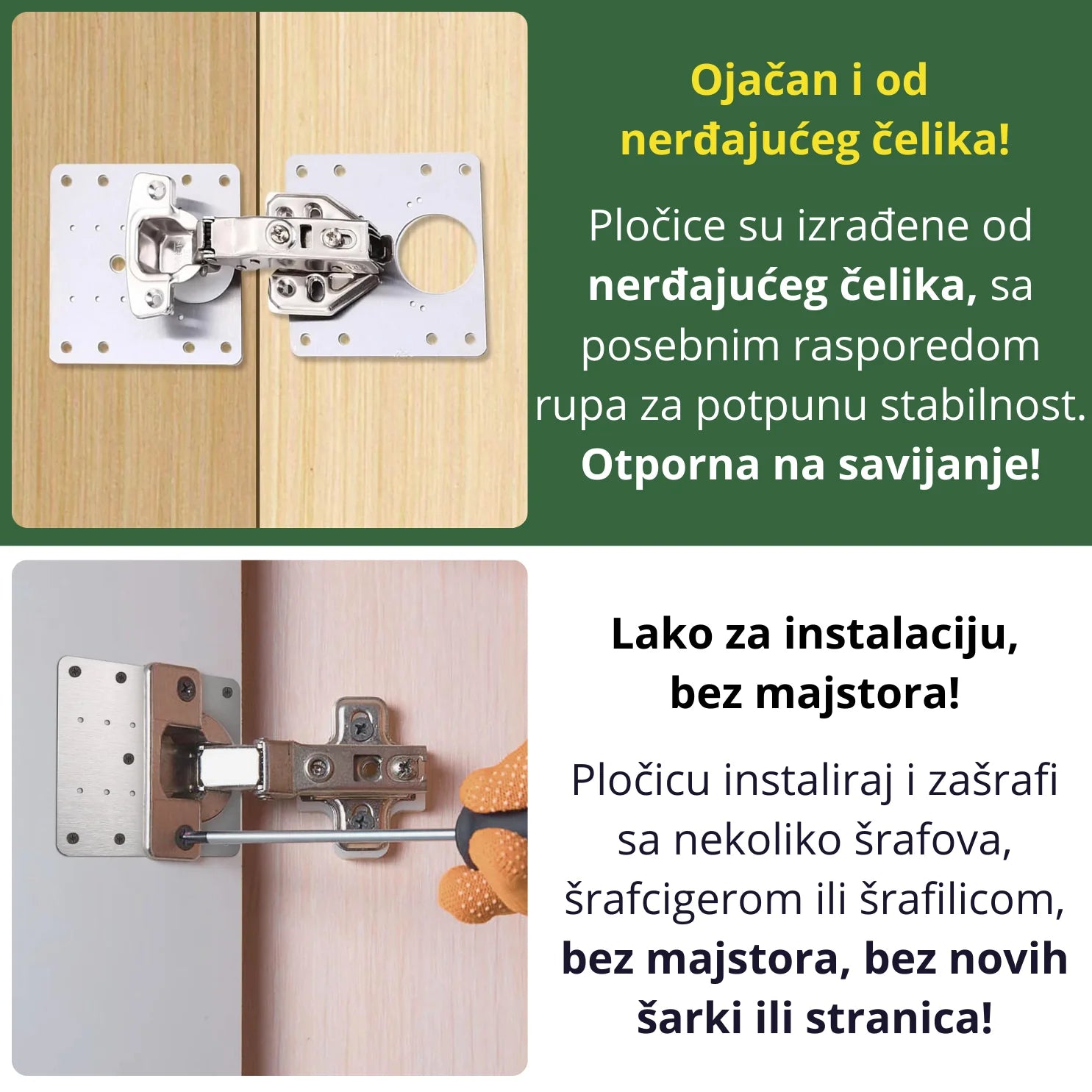 Set 6 pločica za popravku šarki na nameštaju