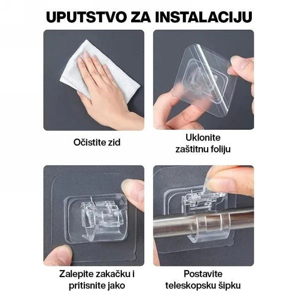 SET SAMOLEPLJIVIH PLASTIČNIH KUKICA SA OSIGURAČEM 4/1