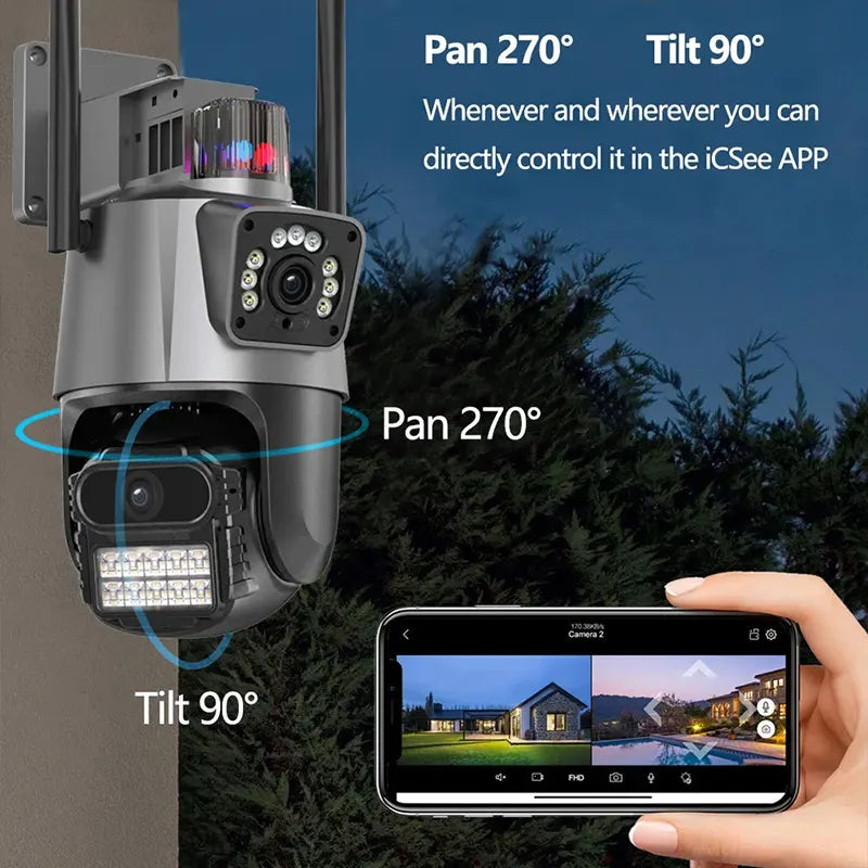Dual 4K kamera za video nadzor – AI detekcija, sirena i 8x zoom