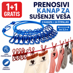 Prenosivi kanap za sušenje veša sa 12 štipaljki – 1+1 GRATIS