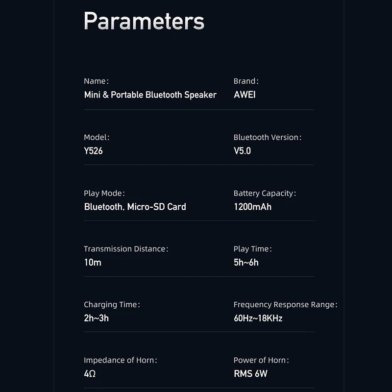 Zvučnik Bluetooth AWEI Y526