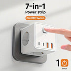 Multifunkcionalni zidni adapter 7u1 – 3 utičnice + 4 USB porta