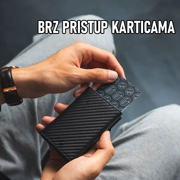 Pametni RFID novčanik sa pop-up mehanizmom za kartice crni